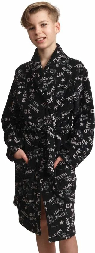 Merkloos Kinderbadjas Game – Zwarte Badjas Jongens - Fleece – Game Badjas - Tiener - Cadeau - Maat 152 3 Merkloos Kinderbadjas Game – Zwarte Badjas Jongens - Fleece – Game Badjas - Tiener - Cadeau - Maat 152