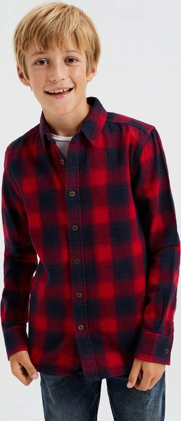 WE Fashion Jongens Geruit Overhemd - Rood - Maat 158/164 6 WE Fashion Jongens Geruit Overhemd - Rood - Maat 158/164 - Afbeelding 4