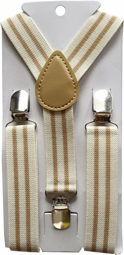 Fako Fashion® - Kinder Bretels - Kinderbretels - Print - Streep - 65cm - Crème/Beige 3 Fako Fashion® - Kinder Bretels - Kinderbretels - Print - Streep - 65cm - Crème/Beige