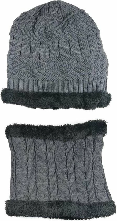 AA Commerce Luxe Gebreide Kinder Beanie Muts Met Sjaal Set - Bonnet Winter Muts Met Colsjaal Nekwarmer - Halswarmer Wintermuts Gevoerd Wol - Balaclava Bivakmuts Met Nek Warmer Col - Heerlijk Warme & Zachte Fleece Voering - Voor Kinderen Van 5-14 Jaar - Grijs 5 AA Commerce Luxe Gebreide Kinder Beanie Muts Met Sjaal Set - Bonnet Winter Muts Met Colsjaal Nekwarmer - Halswarmer Wintermuts Gevoerd Wol - Balaclava Bivakmuts Met Nek Warmer Col - Heerlijk Warme & Zachte Fleece Voering - Voor Kinderen Van 5-14 Jaar - Grijs - Afbeelding 3
