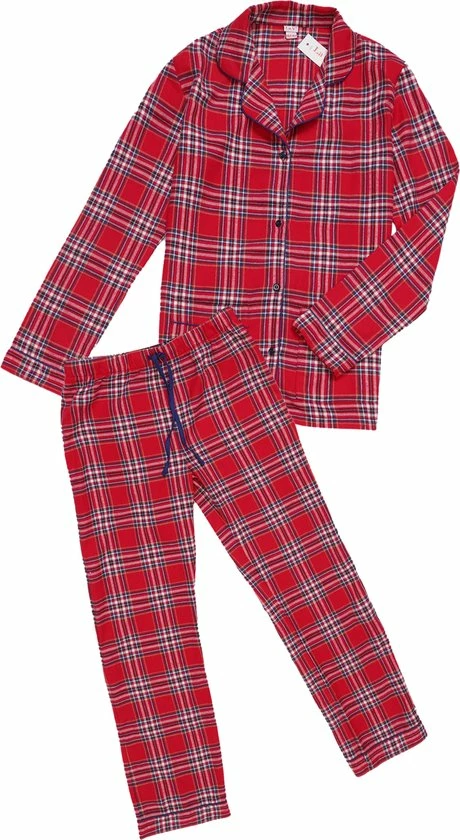 La V La-V Flanel Pyjama Set Voor Meisjes Met Geruit Patroon Rood 152-158 3 La V La-V Flanel Pyjama Set Voor Meisjes Met Geruit Patroon Rood 152-158
