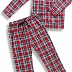 Alternative view of La V La-V Flanel Pyjama Set Voor Meisjes Met Geruit Patroon Rood 116-122