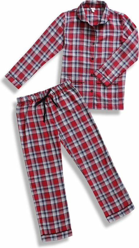La V La-V Flanel Pyjama Set Voor Meisjes Met Geruit Patroon Rood 116-122 4 La V La-V Flanel Pyjama Set Voor Meisjes Met Geruit Patroon Rood 116-122 - Afbeelding 2