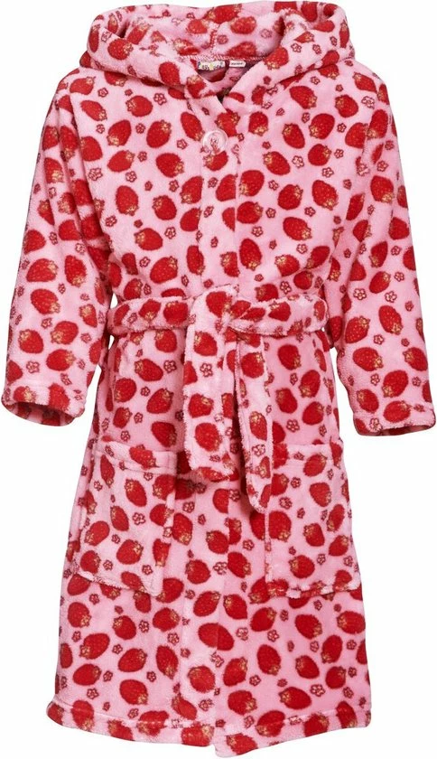 Playshoes - Fleece Badjas Voor Meisjes - Aardbeien - Roze - Maat 98-104cm 3 Playshoes - Fleece Badjas Voor Meisjes - Aardbeien - Roze - Maat 98-104cm