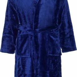 Badrock Kinderbadjas Fleece - Capuchon Badjas Kind - Marineblauw - Ochtendjas Flanel Fleece - Maat XL (152/158)