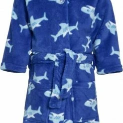 Playshoes - Fleece Badjas Met Capuchon - Haaien - Maat 122-128cm