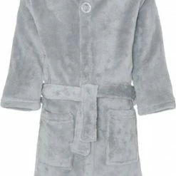 Playshoes - Fleece Badjas Met Capuchon Voor Kinderen - Grijs - Maat 122-128cm