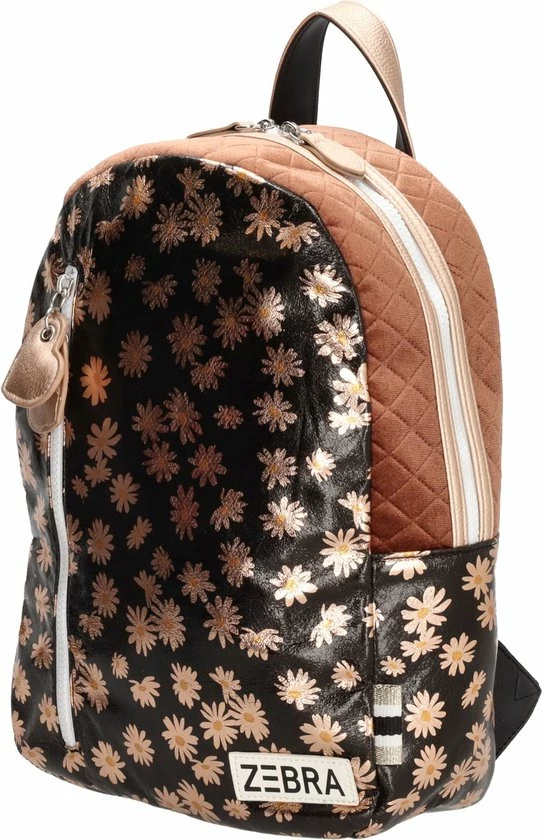 Zebra Trends Zebra Rugzak Flowers Brown Gold Rugtas + Armbandje 4 Zebra Trends Zebra Rugzak Flowers Brown Gold Rugtas + Armbandje - Afbeelding 2