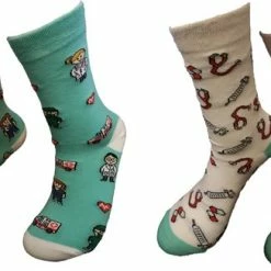 Merkloos 2 PAAR - Verjaardag Cadeau - Medicijn Sokken - Dokter Sokken - Mismatch Sokken - Leuke Sokken - Vrolijke Sokken - Luckyday Socks - Zuster Sokken- Verpleging Sokken - Socks Waar Je Happy Van Wordt - Maat 36-41