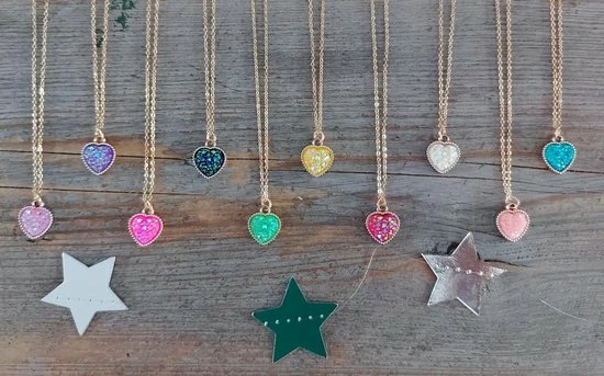 Ketting Meisje- Hartje- Diamant- Paars- Lila- Goud- Kind- LiLaLove 4 Ketting Meisje- Hartje- Diamant- Paars- Lila- Goud- Kind- LiLaLove - Afbeelding 2