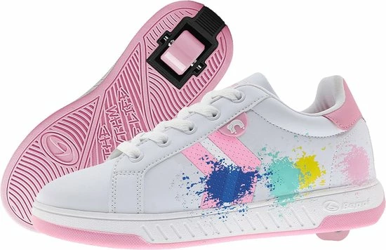 Breezy Rollers Kindersneakers Met Wieltjes - Wit Roze 5 Breezy Rollers Kindersneakers Met Wieltjes - Wit Roze - Afbeelding 3