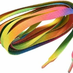 Lacetty Schoenveters - Veters - Sneakerveters - Fat Laces - Plat - Regenboog - Veterlengte 110 Cm – Breedte 10 Mm