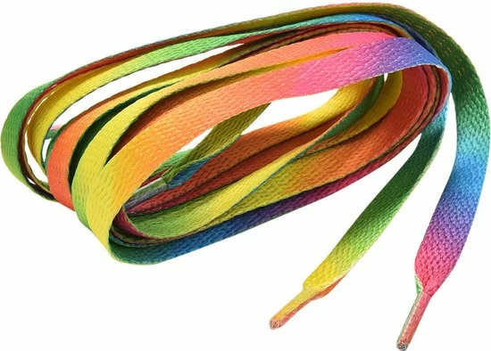 Lacetty Schoenveters - Veters - Sneakerveters - Fat Laces - Plat - Regenboog - Veterlengte 110 Cm – Breedte 10 Mm 3 Lacetty Schoenveters - Veters - Sneakerveters - Fat Laces - Plat - Regenboog - Veterlengte 110 Cm – Breedte 10 Mm
