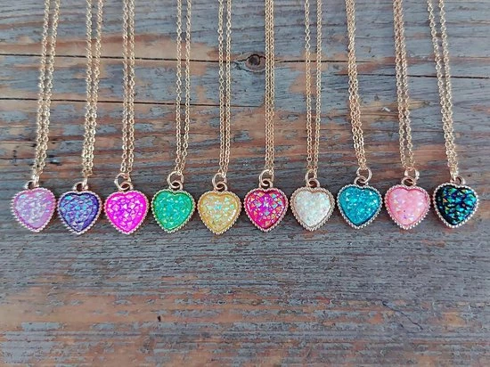 Ketting Meisje- Hartje- Diamant- Paars- Lila- Goud- Kind- LiLaLove 5 Ketting Meisje- Hartje- Diamant- Paars- Lila- Goud- Kind- LiLaLove - Afbeelding 3