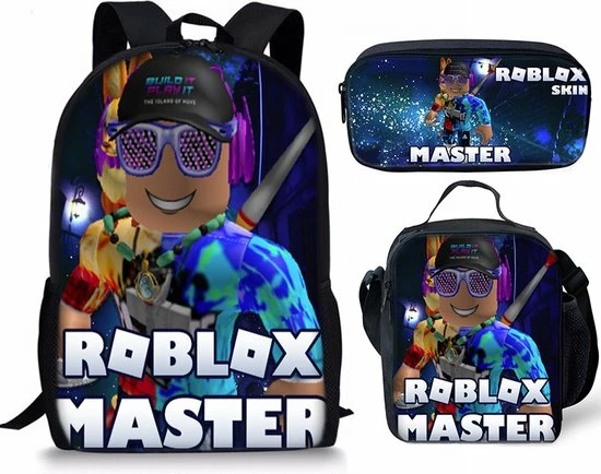 Gift Land® Roblox Rugzak- Kinder Rugtas En Pennen Etui Met Een Bijhorende Lunchtas - Blauw Schooltas - 16 Liter - 3 Ritsvakken 3 Gift Land® Roblox Rugzak- Kinder Rugtas En Pennen Etui Met Een Bijhorende Lunchtas - Blauw Schooltas - 16 Liter - 3 Ritsvakken