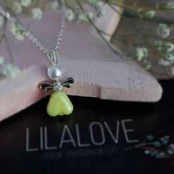Alternative view of Ketting Meisje- Engeltje- Hartje- Parel- Geel- Geluk En Bescherming- Zilver- Kind- LiLaLove