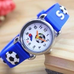 Alternative view of Fashion Favorite Kinder Horloge | Voetbal / Soccer Blauw | 3D Siliconen | Ø 25 Mm