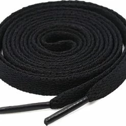 Lacetty Schoenveters - Veters - Sneakerveters - Fat Laces - Plat - Zwart - Veterlengte 110 Cm – Breedte 10 Mm