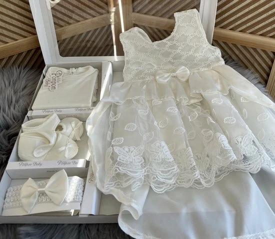 Merkloos Baby Jurk - Doopjurk - Doopkleding -dooppakje- Doopschoentjes- Pasgeboren Baby Jurk-feestjurk Baby's -vlinder Blaadjes Motief-beige/witte Feestjurk 5 Merkloos Baby Jurk - Doopjurk - Doopkleding -dooppakje- Doopschoentjes- Pasgeboren Baby Jurk-feestjurk Baby's -vlinder Blaadjes Motief-beige/witte Feestjurk - Afbeelding 3