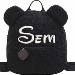 Merkloos Rugtas Teddy Zwart / Geborduurd Met Naam / 7 Verschillende Kleuren Gepersonaliseerd / Teddy Rugzak Kids / Schooltas Met Naam / Tas / Kinderen / Peuter / Kleuter / Teddy Bag / Kind En Baby
