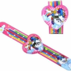 Pippashop Klaparmband / Digitale Horloge Unicorn - Eenhoorn Roze Hart
