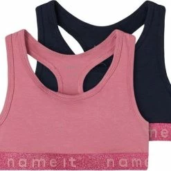 NAME IT KIDS NKFSHORT TOP 2P HEATHER ROSE LUREX NOOS Meisjes Top - Maat 158-164