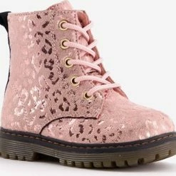 Blue Box Meisjes Veterboots Met Luipaardprint - Roze - Maat 22