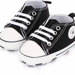 Completebabyuitzet Baby Schoenen - Pasgeboren Babyschoenen - Eerste Baby Schoentjes 6-12 Maanden - Zachte Zool Antislip - Baby Slofjes 12cm - Zwart