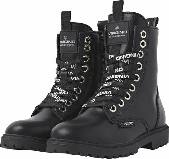 Vingino Eva High Veterboot - Meisjes - Black - Maat 40 4 Vingino Eva High Veterboot - Meisjes - Black - Maat 40 - Afbeelding 2