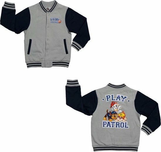 Paw Patrol College Vest - Play Patrol - Grijs/Donkerblauw - Maat 98/104 3 Paw Patrol College Vest - Play Patrol - Grijs/Donkerblauw - Maat 98/104