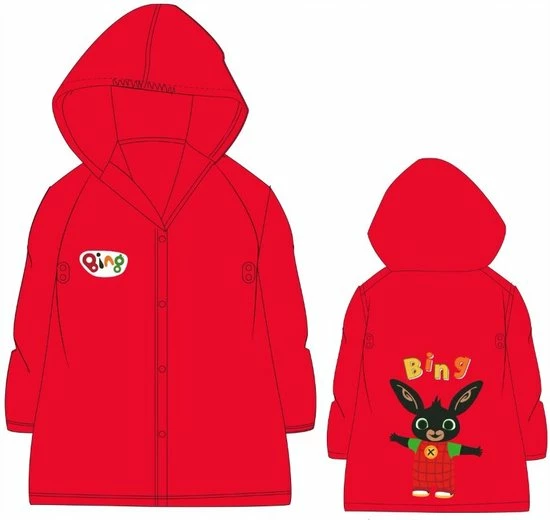 Bing Bunny - Regenjas Bing Bunny - Regencape - Rood - Maat 98/104 3 Bing Bunny - Regenjas Bing Bunny - Regencape - Rood - Maat 98/104