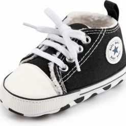 Completebabyuitzet Baby Schoenen - Pasgeboren Babyschoenen - Eerste Baby Schoentjes 6-12 Maanden - Zachte Zool Antislip - Warme Baby Slofjes 12cm - Zwart