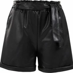 WE Fashion Meisjes Paperbag Short Van Imitatieleer - Maat 134/140