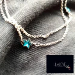 Alternative view of Armband Meisje- Zilver 925 Sterling- 2 Laags Sterretje- Blauw- Kind- LiLaLove