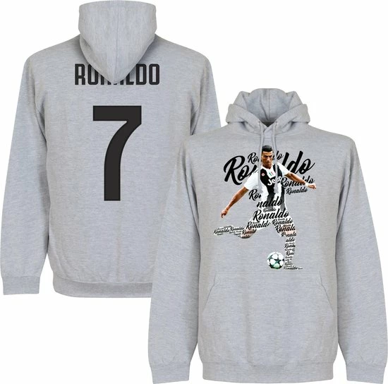 Retake Ronaldo 7 Script Hooded Sweater - Grijs - Kinderen - 140 3 Retake Ronaldo 7 Script Hooded Sweater - Grijs - Kinderen - 140