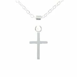 Vriendschapshartje Zilveren Kruisje Aan Zilveren Ketting - 925 Zilver Kruis - Ketting 45 Cm 1 Mm