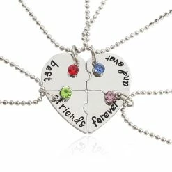 Kasey Vriendschapsketting - BFF Ketting Voor 4 - 4 Stuks - Hart Met Steentjes