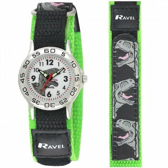 No Evil Kinderhorloge Quartz Analoog Jongens Met Dinosaurus Zwart Groen Klittenbandsluiting 3 No Evil Kinderhorloge Quartz Analoog Jongens Met Dinosaurus Zwart Groen Klittenbandsluiting