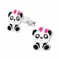 KAYA Sieraden | Zilveren Kinderoorbellen 'Panda'