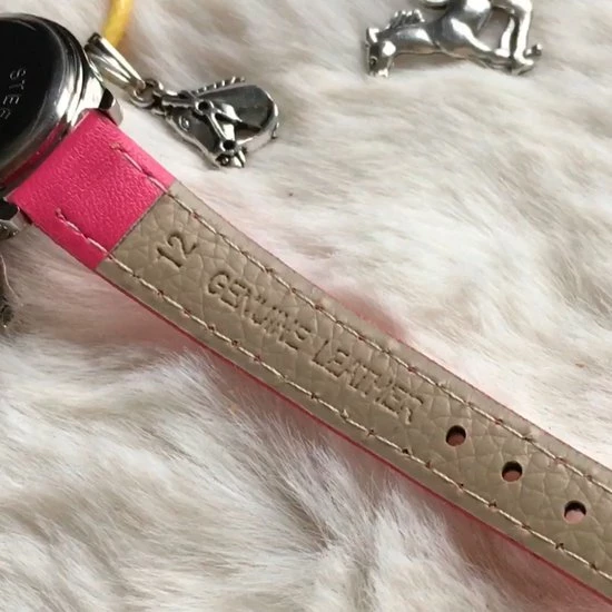 Horloge-Paard-Licht Roze-Leer-Met Paard Ketting-Extra Batterij-Charme Bijoux 5 Horloge-Paard-Licht Roze-Leer-Met Paard Ketting-Extra Batterij-Charme Bijoux - Afbeelding 3