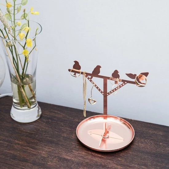 Kikkerland Sieradenhouder - Sieradenboom Met Vogels - Geschikt Voor Oorbellen / Kettingen / Armbanden - Koper 3 Kikkerland Sieradenhouder - Sieradenboom Met Vogels - Geschikt Voor Oorbellen / Kettingen / Armbanden - Koper