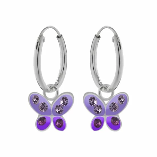 WeLoveSilver Oorbellen Meisjes Zilver | Zilveren Oorbellen Met Hanger, Paarse Vlinder Met Kristallen 3 WeLoveSilver Oorbellen Meisjes Zilver | Zilveren Oorbellen Met Hanger, Paarse Vlinder Met Kristallen