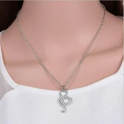 Alternative view of Treasure Trove® Hart Kat Ketting Met Hanger - Kinderketting - Meisje - Zilverkleurig