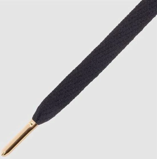 Mr. Lacy - Schoenveters - Veters - Sneakerveters - Smallies - Plat - Zwart - Gold Tip - Lengte 90 Cm 3 Mr. Lacy - Schoenveters - Veters - Sneakerveters - Smallies - Plat - Zwart - Gold Tip - Lengte 90 Cm