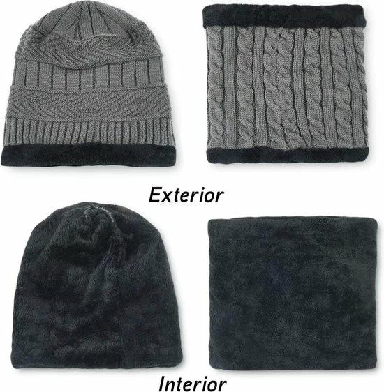 AA Commerce Luxe Gebreide Kinder Beanie Muts Met Sjaal Set - Bonnet Winter Muts Met Colsjaal Nekwarmer - Halswarmer Wintermuts Gevoerd Wol - Balaclava Bivakmuts Met Nek Warmer Col - Heerlijk Warme & Zachte Fleece Voering - Voor Kinderen Van 5-14 Jaar - Grijs 4 AA Commerce Luxe Gebreide Kinder Beanie Muts Met Sjaal Set - Bonnet Winter Muts Met Colsjaal Nekwarmer - Halswarmer Wintermuts Gevoerd Wol - Balaclava Bivakmuts Met Nek Warmer Col - Heerlijk Warme & Zachte Fleece Voering - Voor Kinderen Van 5-14 Jaar - Grijs - Afbeelding 2