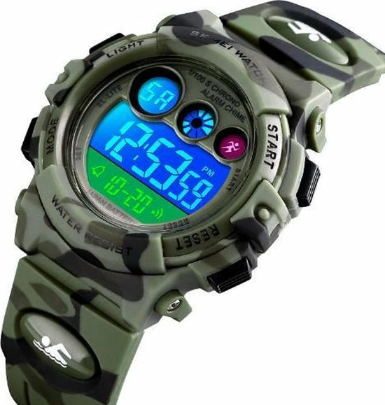 SKMEI Kinderhorloge – Chronograaf – Waterdicht – Sports Watch Kids – Army Green 4 SKMEI Kinderhorloge – Chronograaf – Waterdicht – Sports Watch Kids – Army Green - Afbeelding 2
