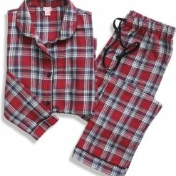 La V La-V Flanel Pyjama Set Voor Meisjes Met Geruit Patroon Rood 116-122