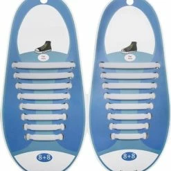 Merkloos Elastische Veters - Siliconen - Set Van 2 X 8 Stuks - Voor Volwassenen / Kinds / Kinderen - Schoenveters Elastiek - Voor 1 Paar Schoenen - Wit