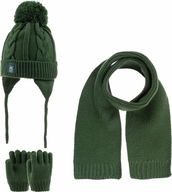 Kitti 3-Delig Winter Set | Muts Met Fleecevoering - Sjaal - Handschoenen | 1-4 Jaar Jongens | K22160-10-01 | Green 3 Kitti 3-Delig Winter Set | Muts Met Fleecevoering - Sjaal - Handschoenen | 1-4 Jaar Jongens | K22160-10-01 | Green
