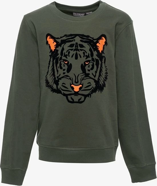 TwoDay Jongens Sweater Met Tijgerkop - Groen - Maat 158/164 3 TwoDay Jongens Sweater Met Tijgerkop - Groen - Maat 158/164